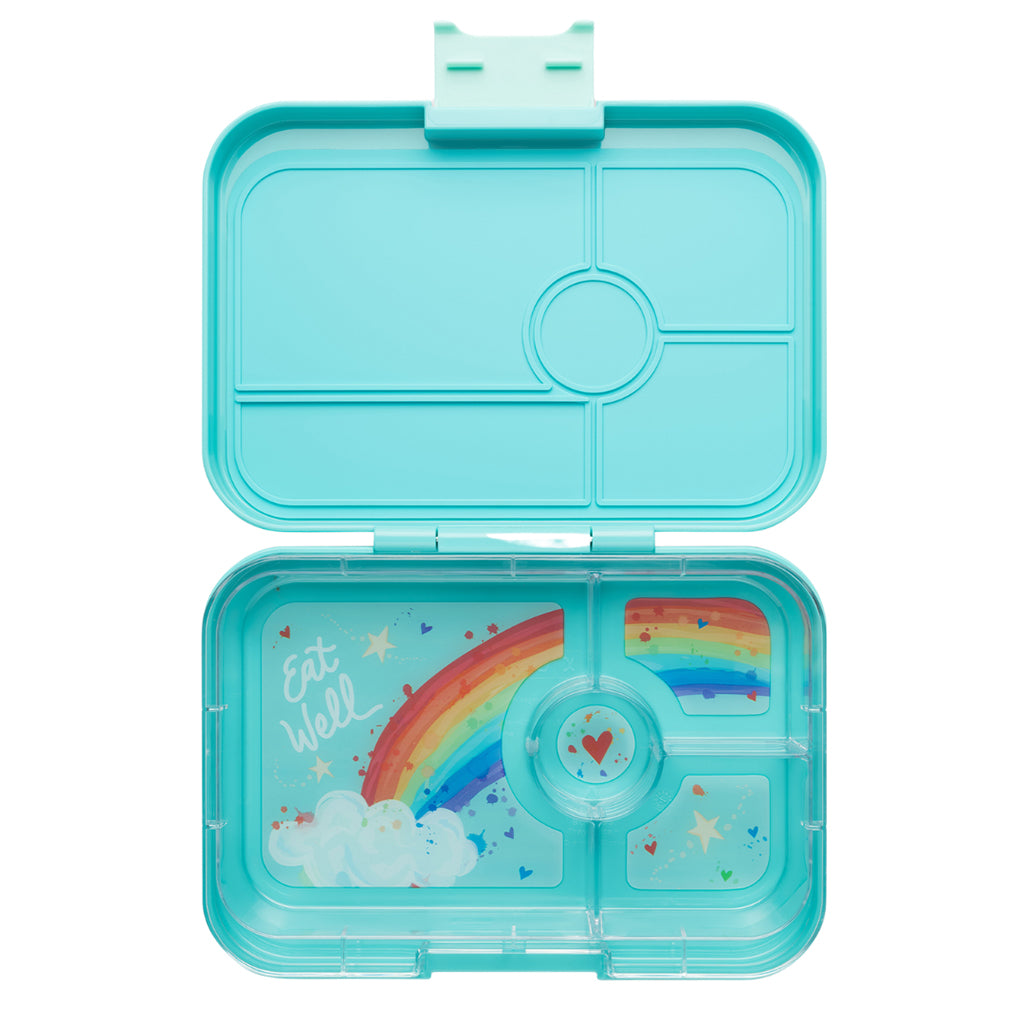 Yumbox XL Lunchbox with 4 Compartments, Tapas – Antibes Blue/ Rainbow
