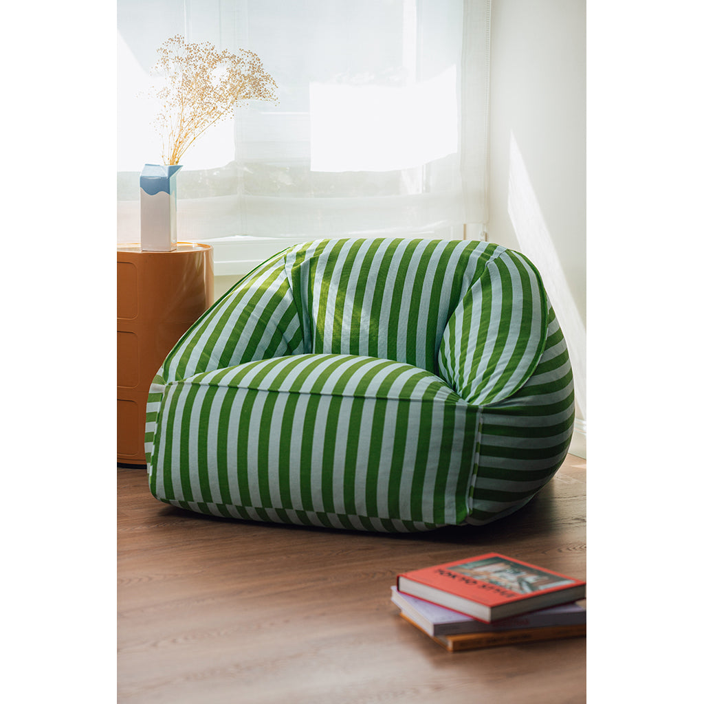 Nobodinoz Ziggy Armchair Bean Bag - Green Blue Stripes