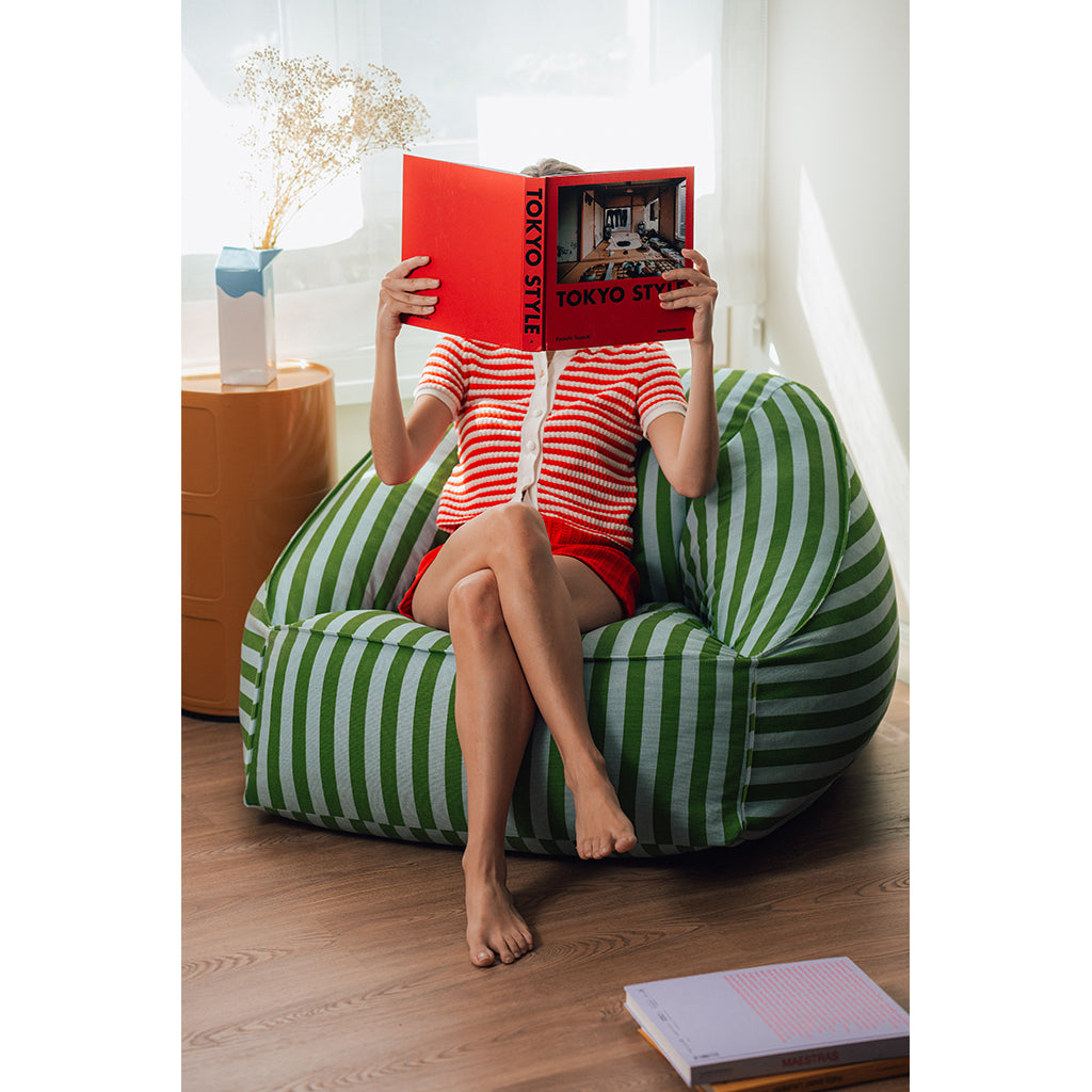 Nobodinoz Ziggy Armchair Bean Bag - Green Blue Stripes