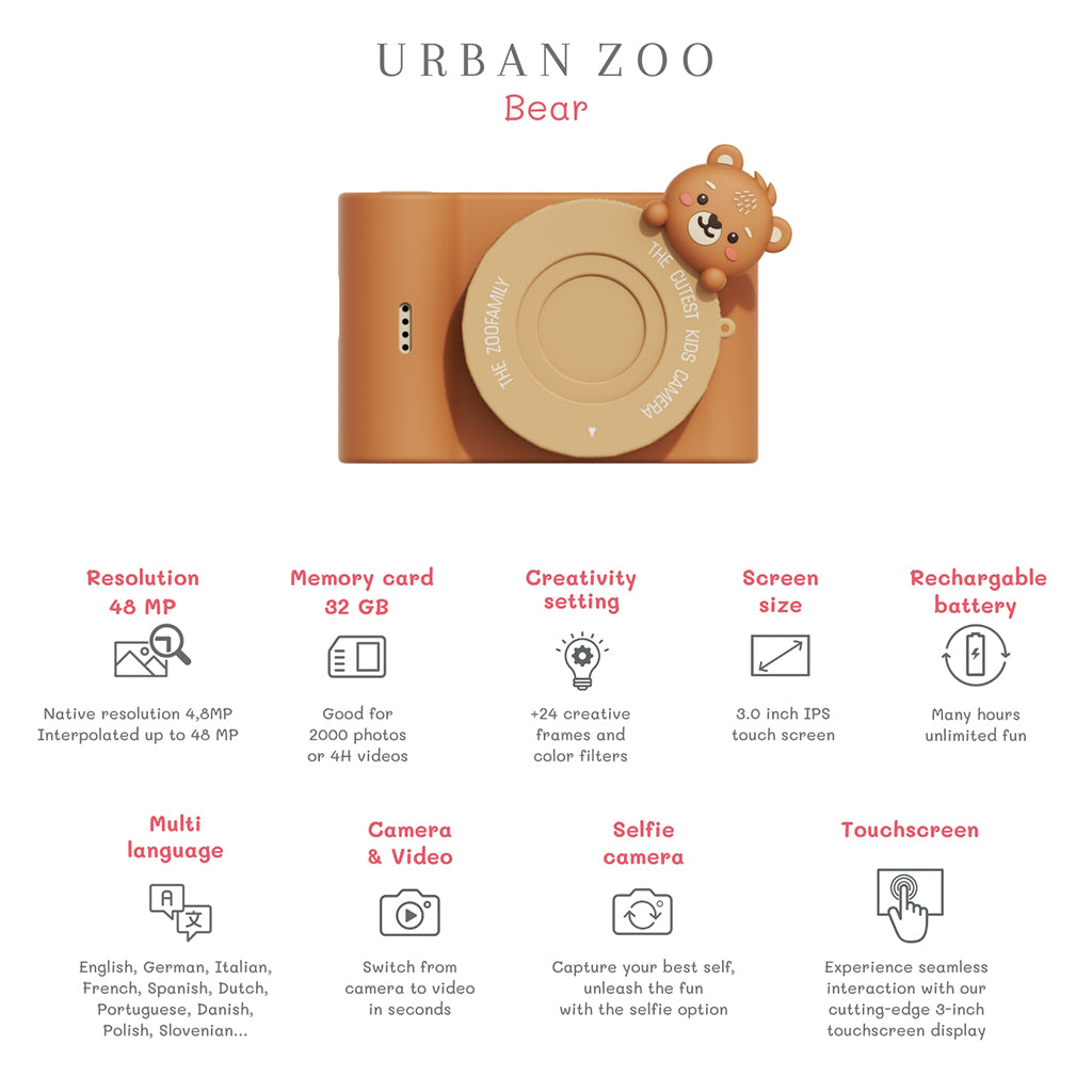 The ZooFamily, Urban Zoo Kids Camera, Ages 5-10 - Bear