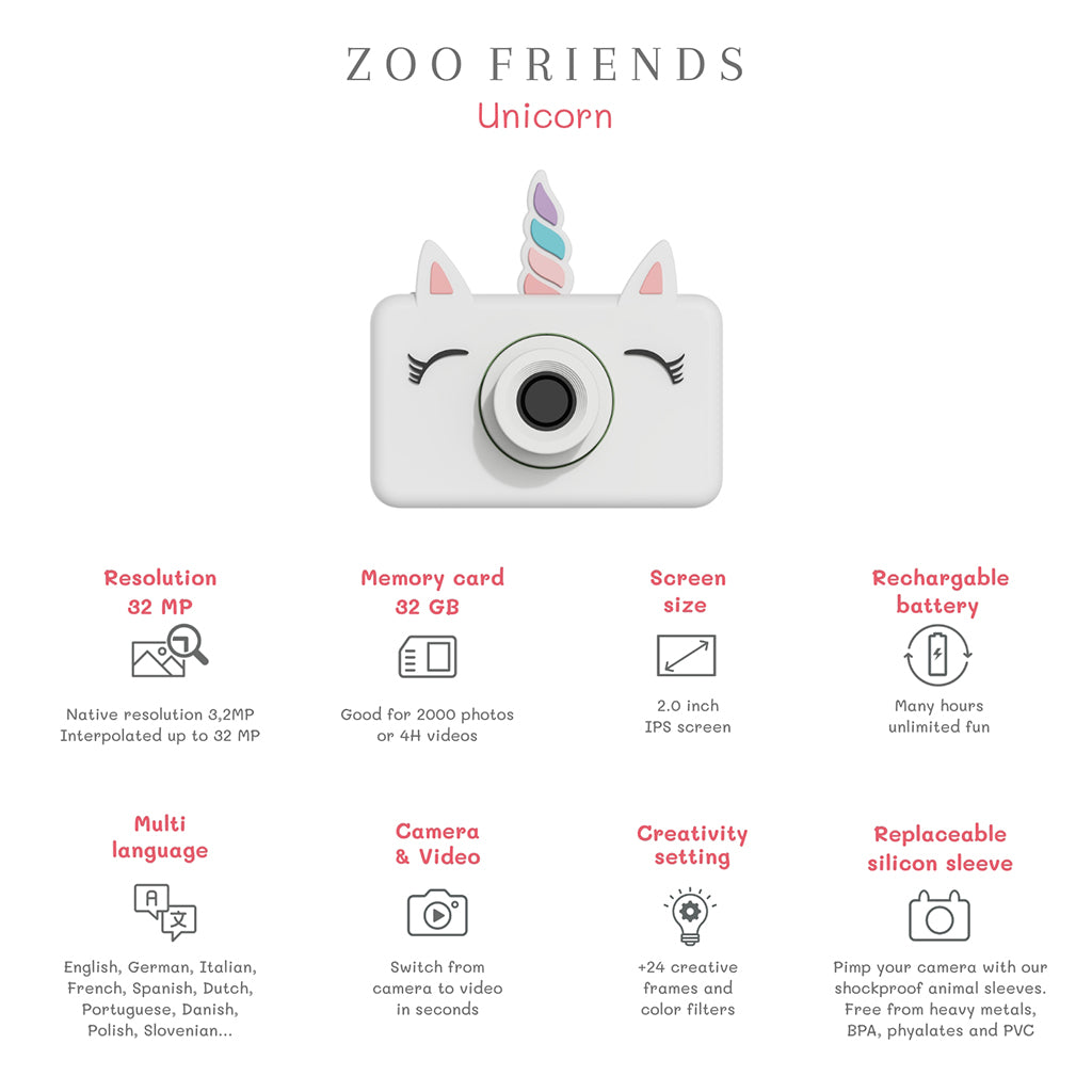 ZooFamily, Zoo Friends Kids Camera, Ages 3-7 - Unicorn