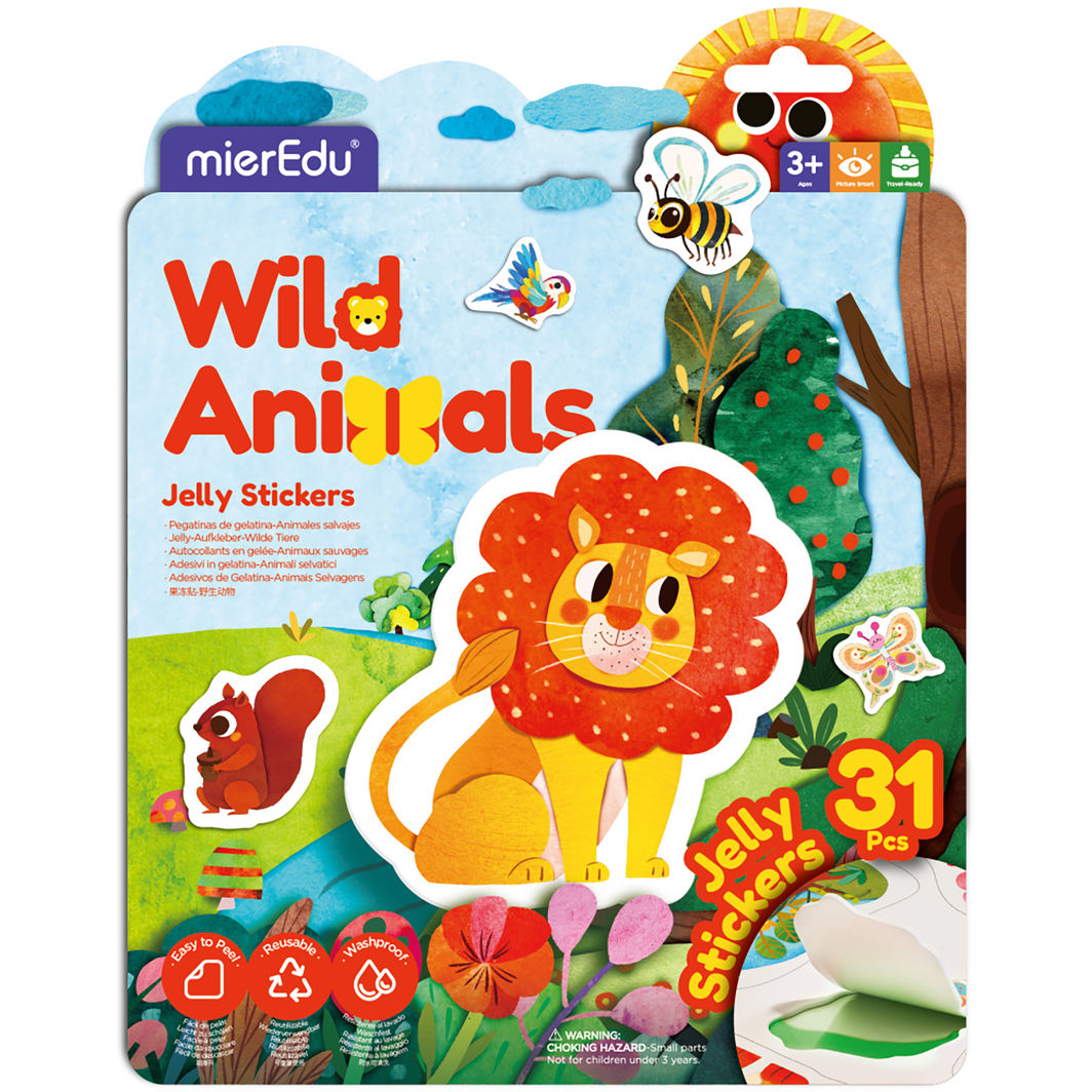 mierEdu - Jelly Stickers 31 pcs - Removable - Wild Animals
