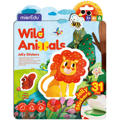 mierEdu - Jelly Stickers 31 pcs - Removable - Wild Animals