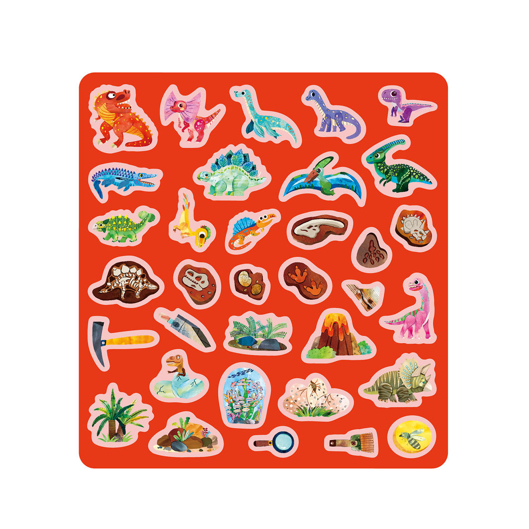 mierEdu - Jelly Stickers 34 Pieces - Removable - Dinoland