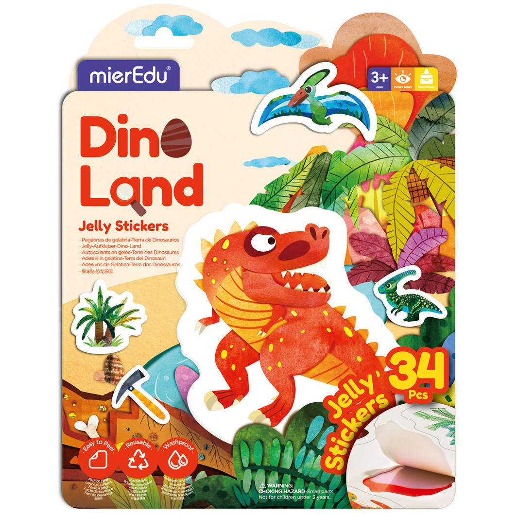 mierEdu - Jelly Stickers 34 Pieces - Removable - Dinoland