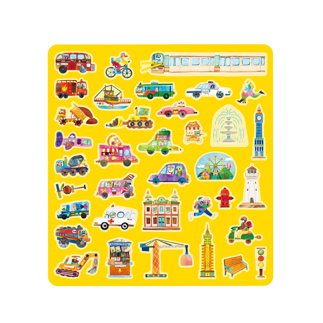 mierEdu - Jelly Stickers 36 pcs - Reusable - Big City