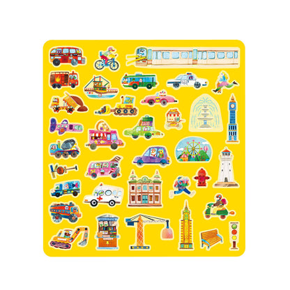 mierEdu - Jelly Stickers 36 pcs - Reusable - Big City