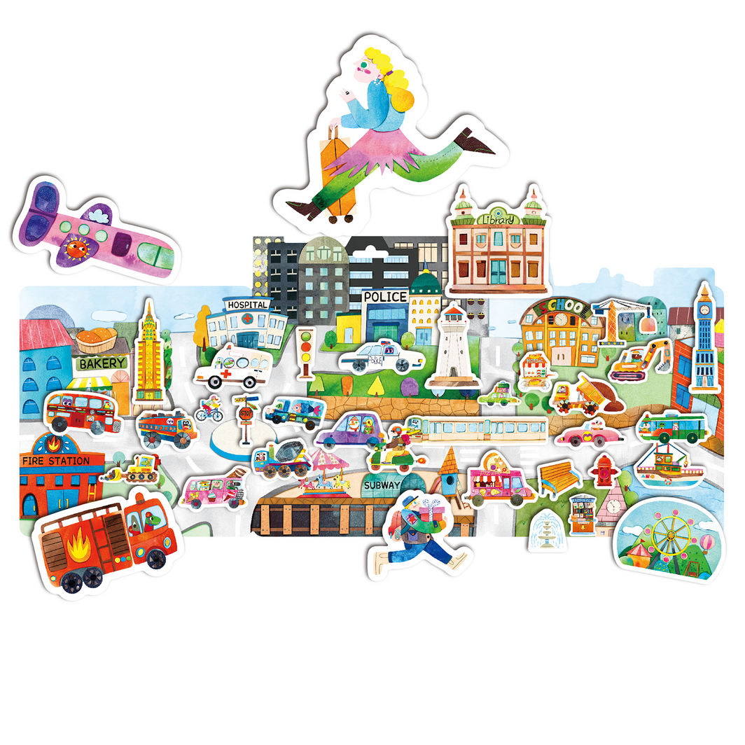 mierEdu - Jelly Stickers 36 pcs - Reusable - Big City
