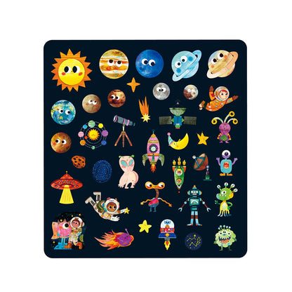 mierEdu - Jelly Stickers, 38 Pieces – Reusable – Astronaut