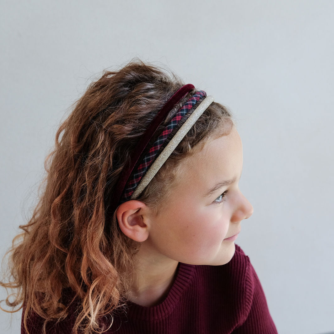 Mimi &amp; Lula – 3 Headbands – Red Tartan Pony Pals