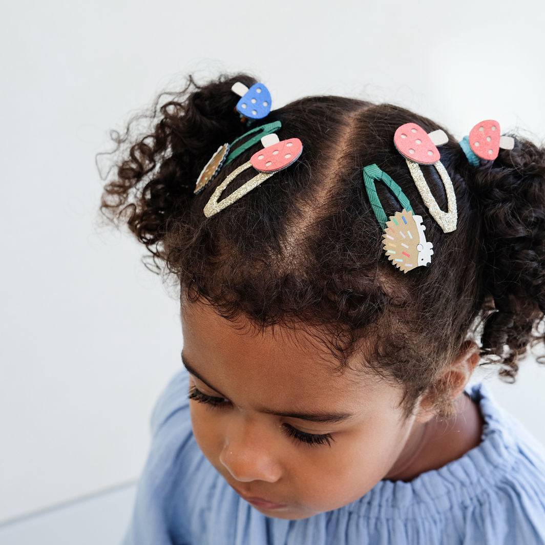 Mimi &amp; Lula Hair Accessories, 4 Hair Clips - Harry Hedgehog Mushroom Village