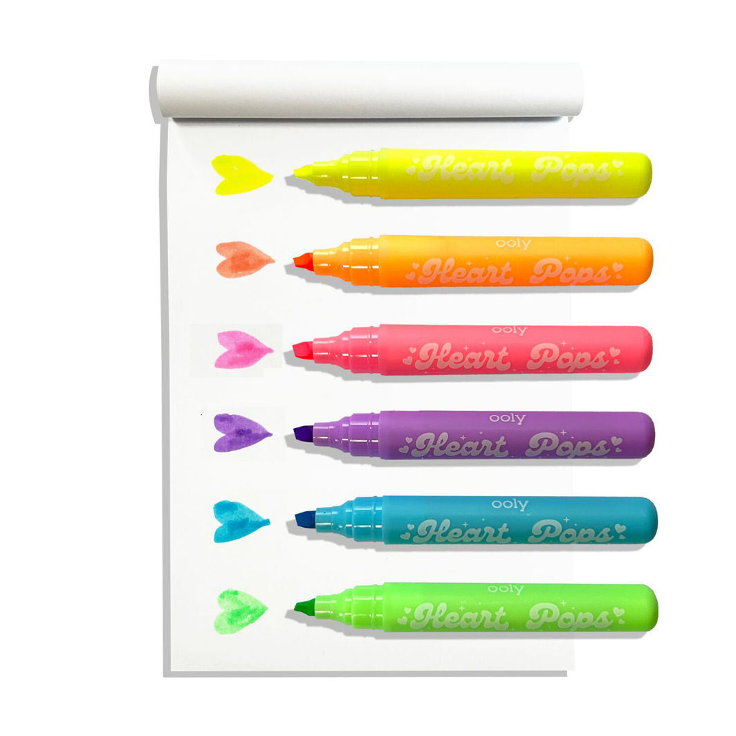 Ooly Highlighters Set of 6, Heart Pops Neon