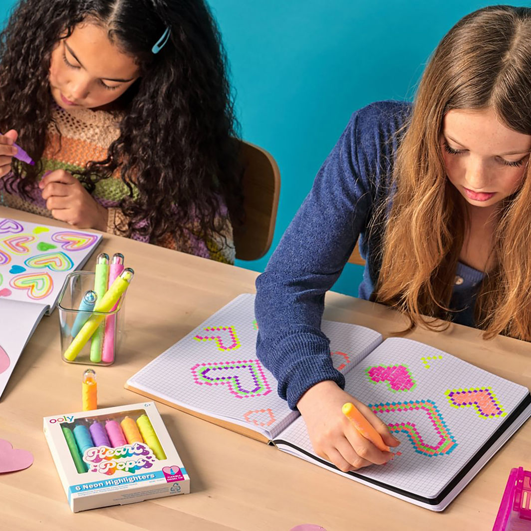 Ooly Highlighters Set of 6, Heart Pops Neon