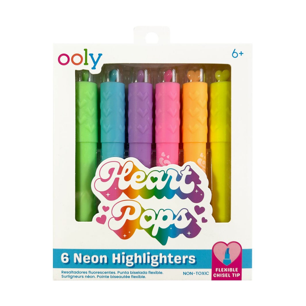 Ooly Highlighters Set of 6, Heart Pops Neon