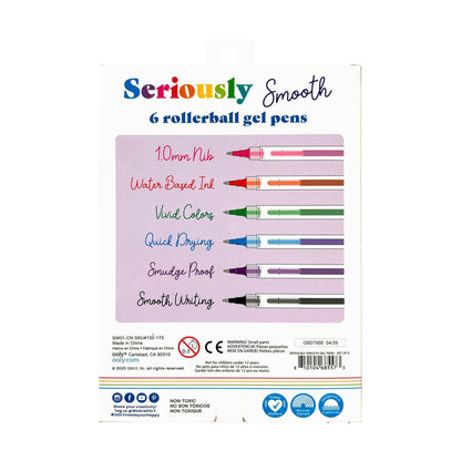Ooly Rollerball Gel Pen Set of 6, Seriously Smooth Colors