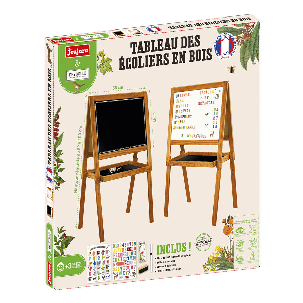 Vilac Jeujura, Double-Sided School Chalkboard with Magnets - Deyrolle