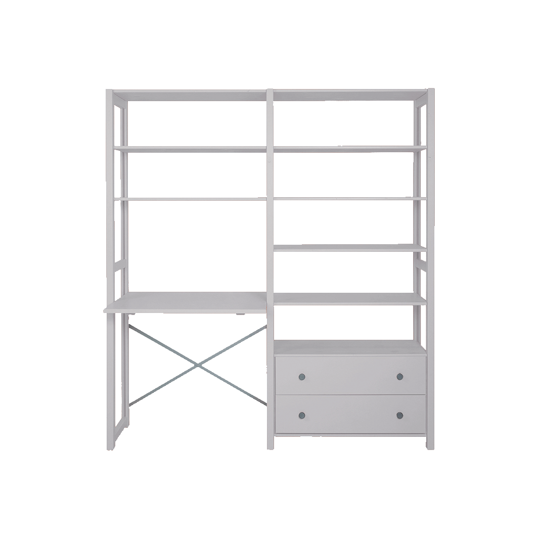 By Aulum Agger Deluxe Ladder Shelf with Desk, H: 198 x W: 163 cm - Mushroom