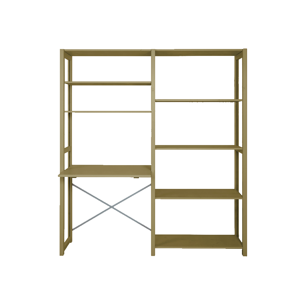 By Aulum Agger Large Shelving Unit with Desk, H: 198 x W: 163 cm - Olive