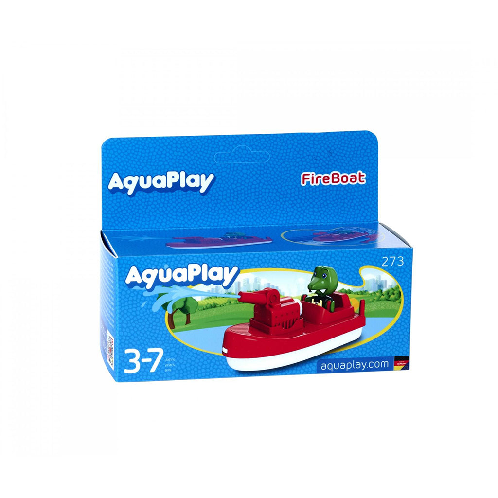 AquaPlay Water Track Accessory, Fire Boat with Wind-Up Motor