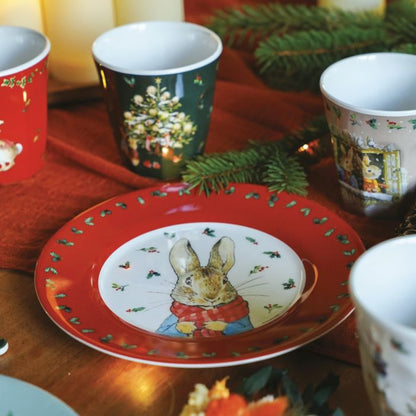 Petit Jour Paris, Peter Rabbit Christmas Plate - Red Portrait