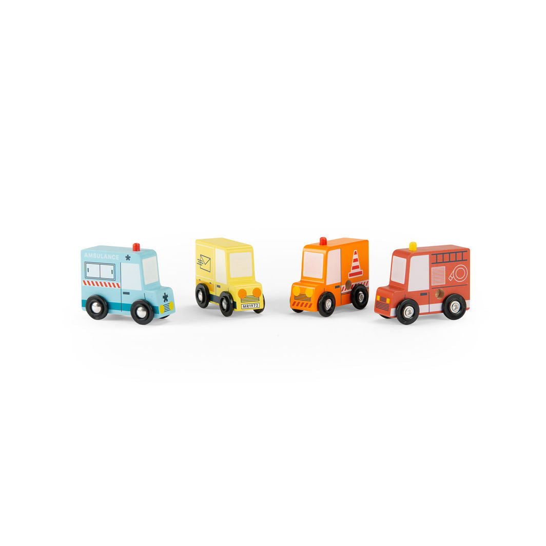 Moulin Roty Wooden Delivery Vans, Set of 4 – Avenue du Moulin