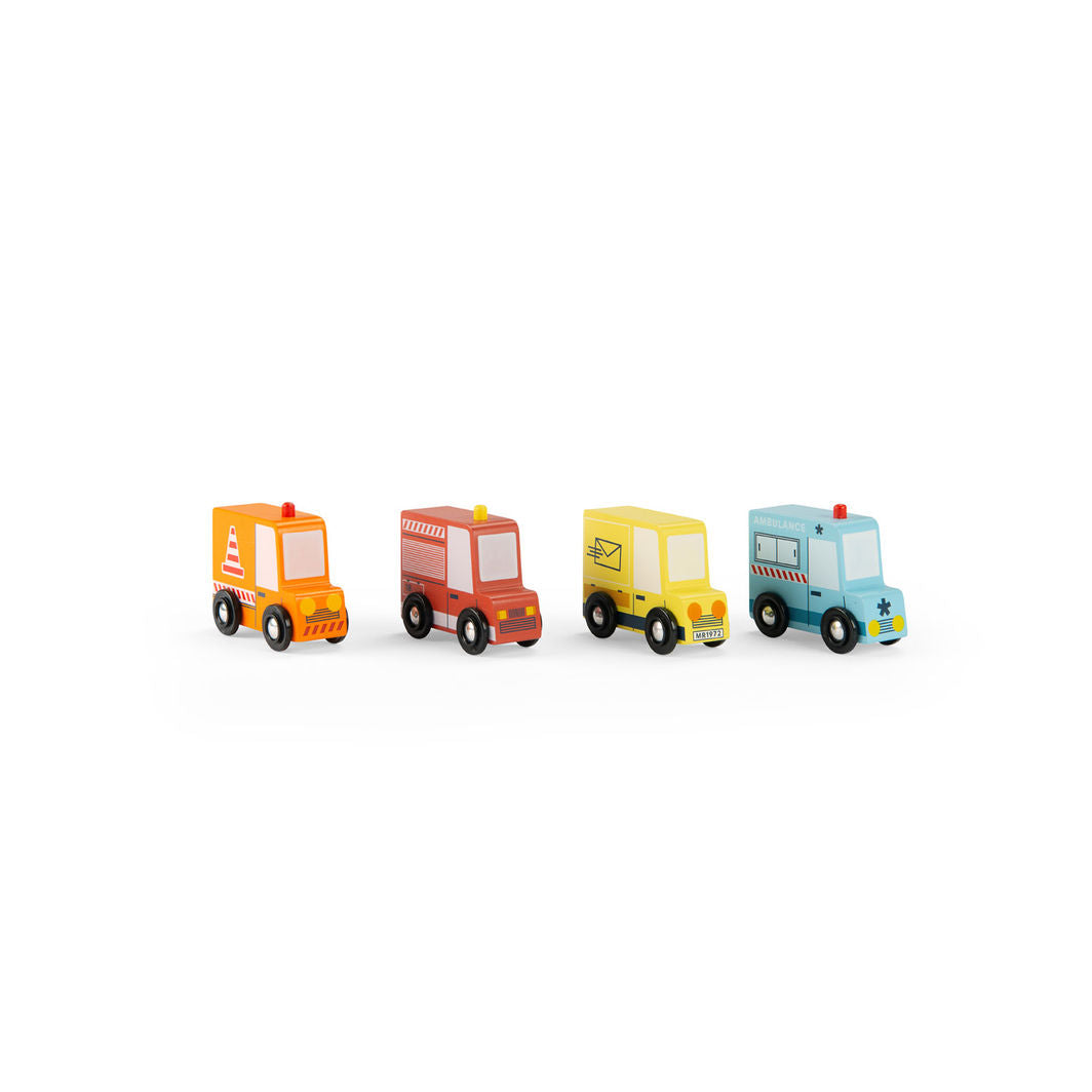 Moulin Roty Wooden Delivery Vans, Set of 4 – Avenue du Moulin