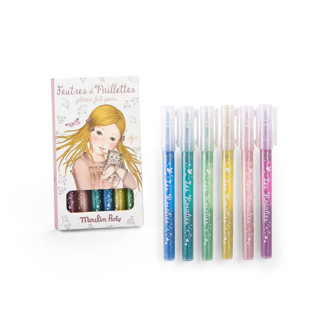 Moulin Roty Glitter Pens Set of 6 - Les Rosalies