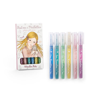 Moulin Roty Glitter Pens Set of 6 - Les Rosalies