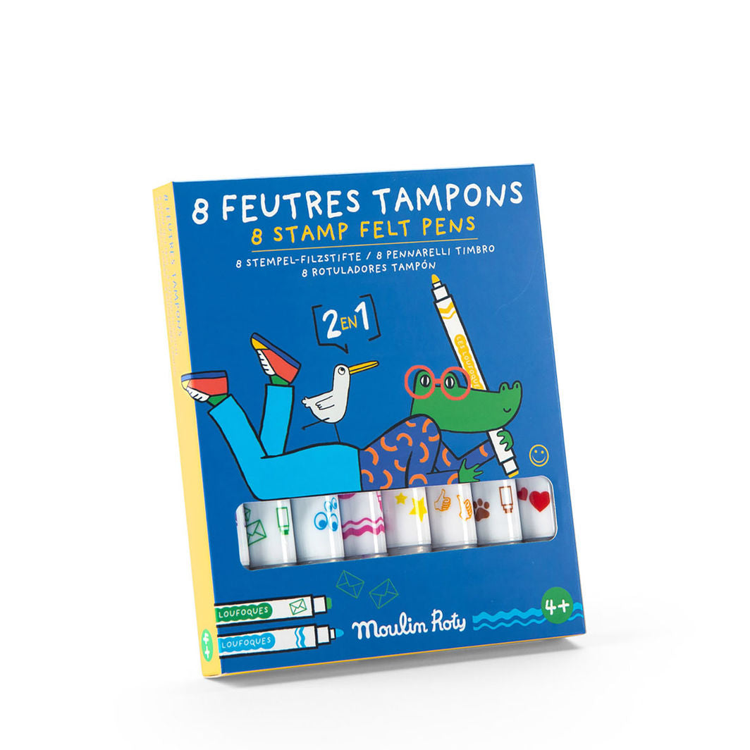 Moulin Roty Set of 8 Stamp Pens, Les Loufoques