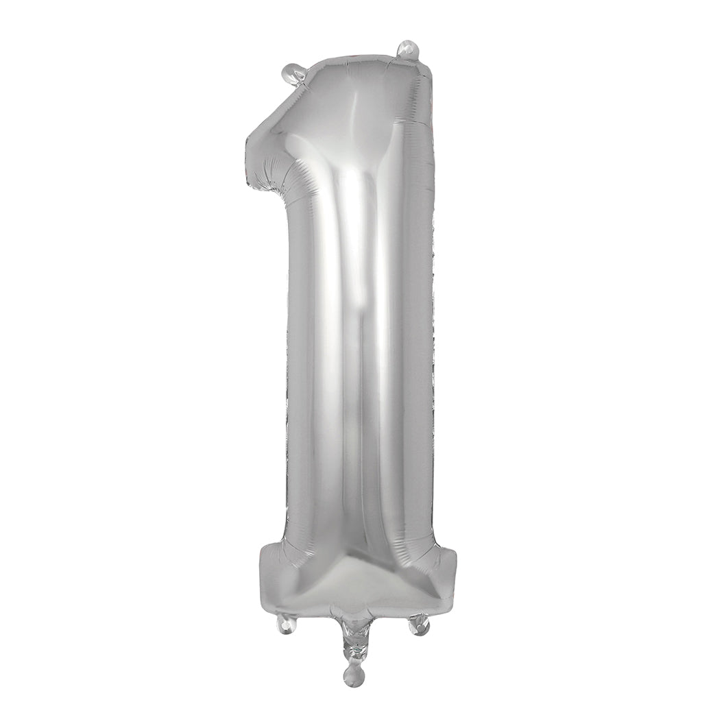 My Little Day, Giant Foil Balloon in Numbers, Silver - 0-9