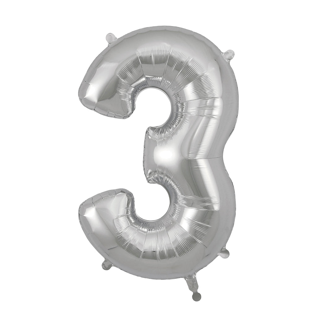 My Little Day, Giant Foil Balloon in Numbers, Silver - 0-9