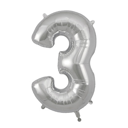 My Little Day, Giant Foil Balloon in Numbers, Silver - 0-9