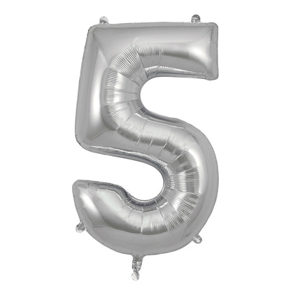 My Little Day, Giant Foil Balloon in Numbers, Silver - 0-9