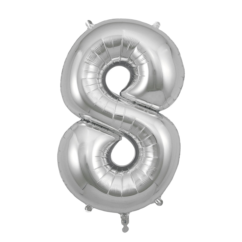 My Little Day, Giant Foil Balloon in Numbers, Silver - 0-9