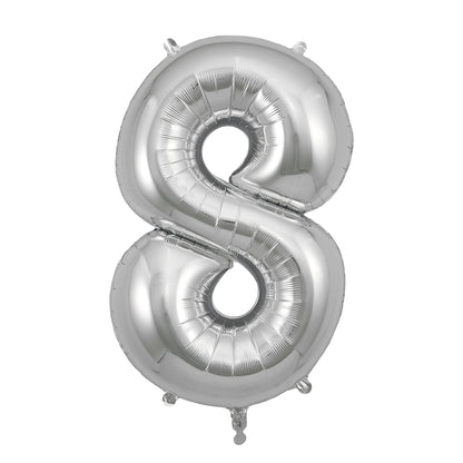 My Little Day, Giant Foil Balloon in Numbers, Silver - 0-9