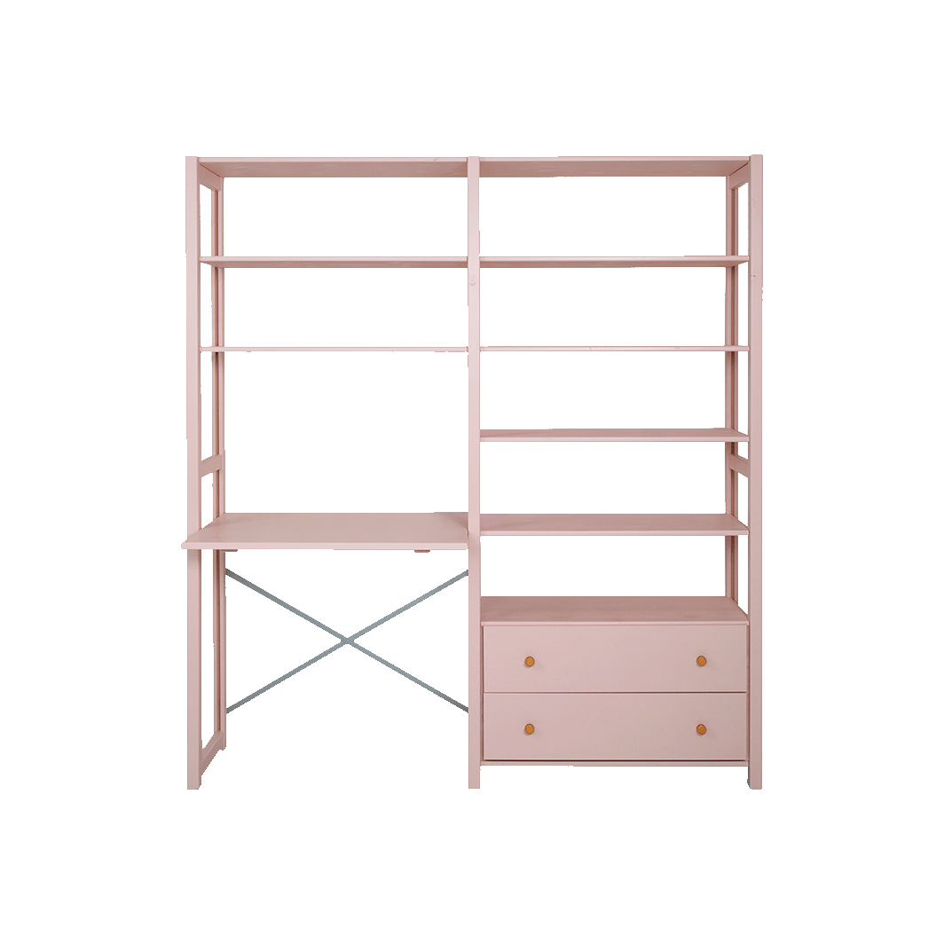 By Aulum Agger Deluxe Ladder Shelf with Desk, H: 179 x W: 163 cm - Blush