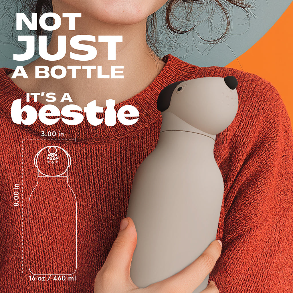 Asobu Bestie Animal Thermal Water Bottle, 460 ml - Brown Dog