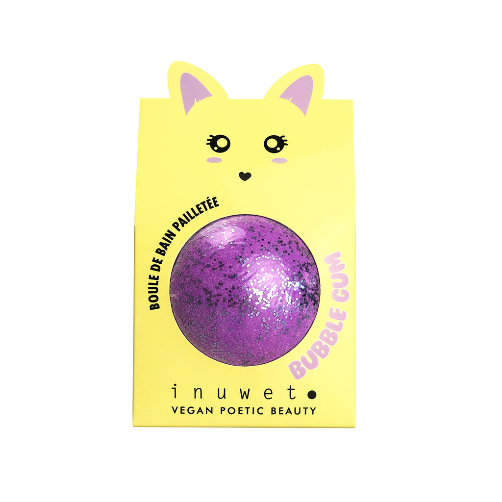 Inuwet Bath Bomb, Glitter Purple Bubble Gum