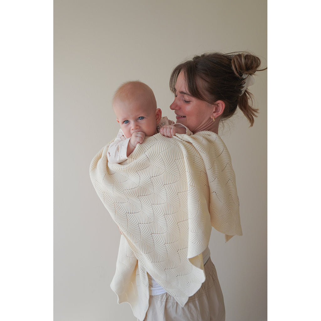 Cam Cam Knitted Baby Blanket, GOTS - Natural