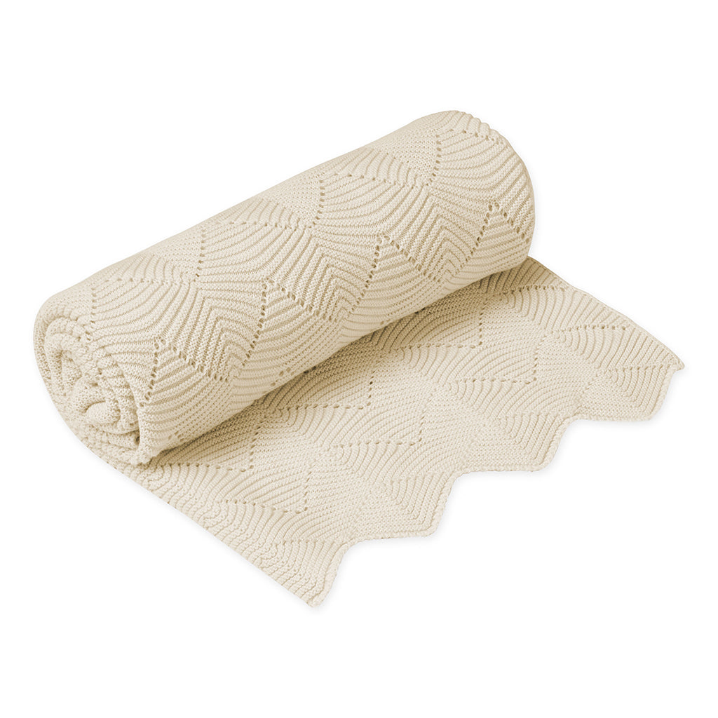 Cam Cam Knitted Baby Blanket, GOTS - Natural