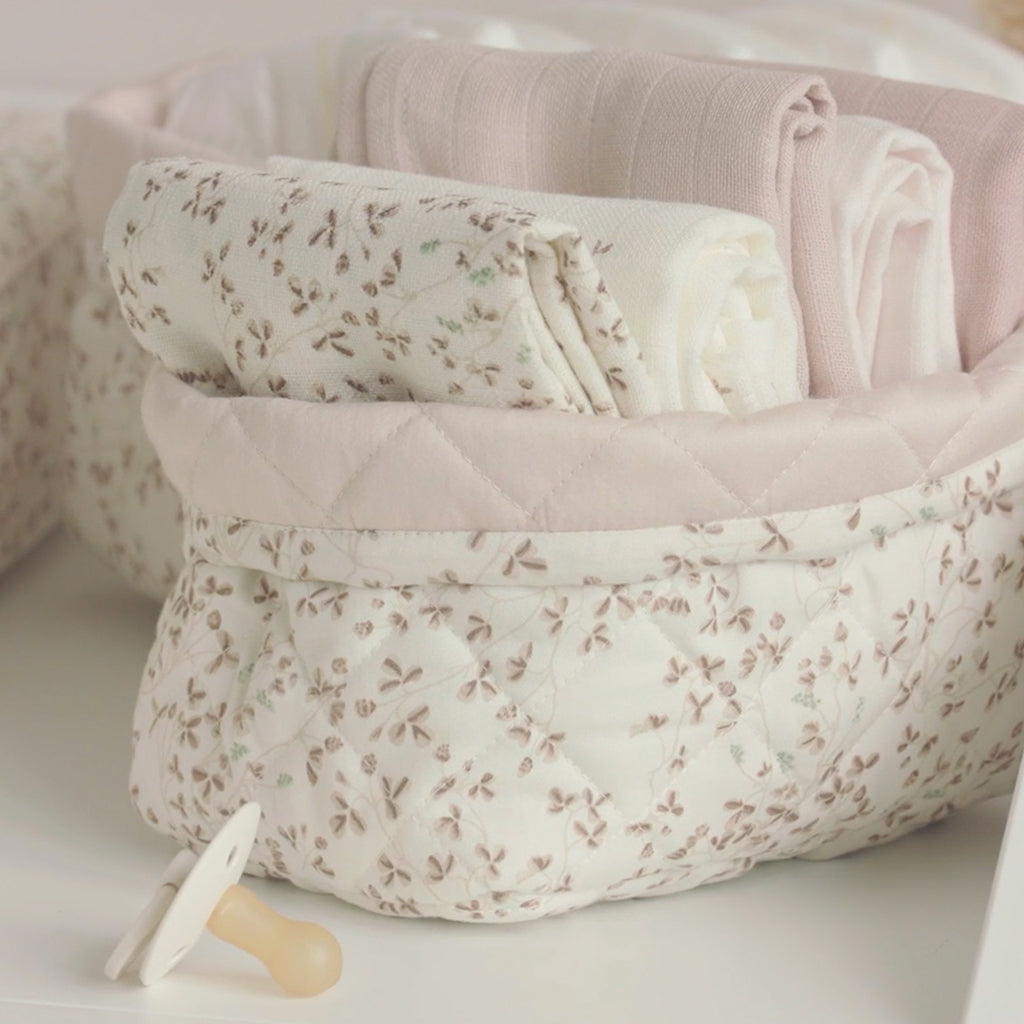 Cam Cam Quilted Fabric Storage Basket Set, 2 Sizes - Lierre/Almond