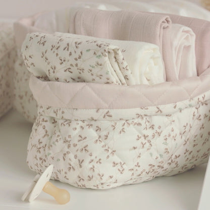 Cam Cam Quilted Fabric Storage Basket Set, 2 Sizes - Lierre/Almond