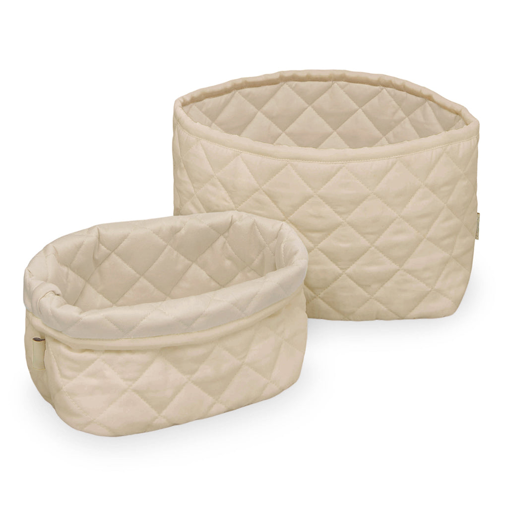 Cam Cam Quilted Fabric Storage Baskets, Set of 2 Sizes - Praline