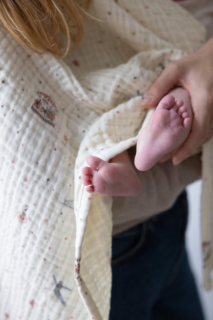 Cam Cam muslin babytæppe, Økologisk, GOTS - Carousel