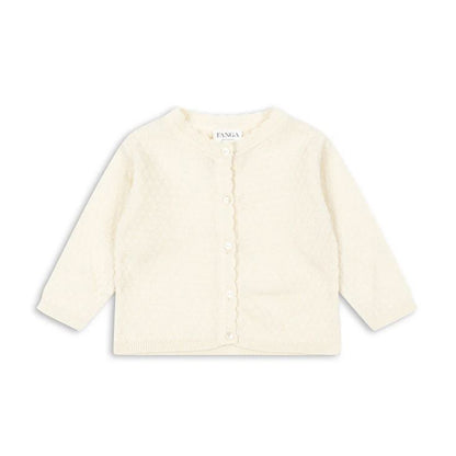 Fanga Fontana Venti Pointelle baby cardigan, GOTS, antique white - str. 1 - 9 mdr.