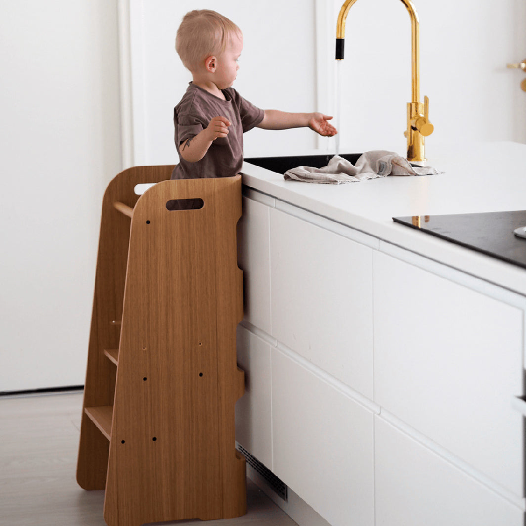 Curve-Lab Learning Tower, Birch with Walnut Surface