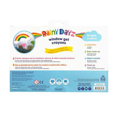 Ooly Gel Crayons 10 Pack, Window Paint - Rainy Dayz