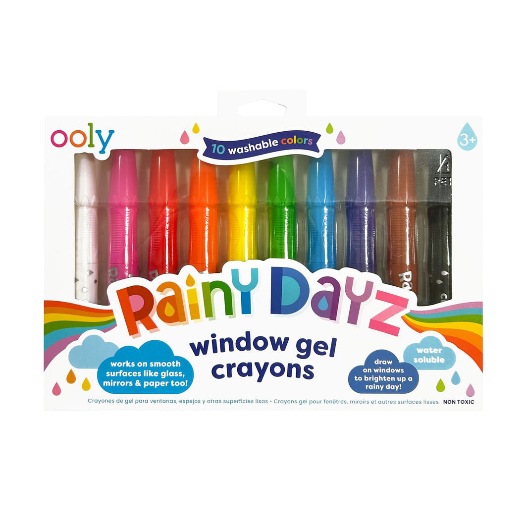 Ooly Gel Crayons 10 Pack, Window Paint - Rainy Dayz