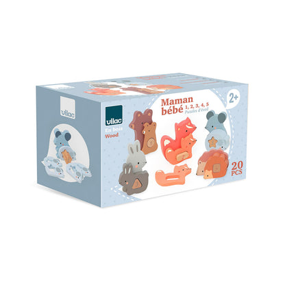 Vilac - Puzzle Blocks 20 Pieces - Baby Animals