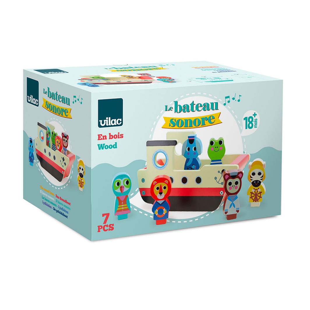 Vilac Sound Boat with 6 Animal Figures
